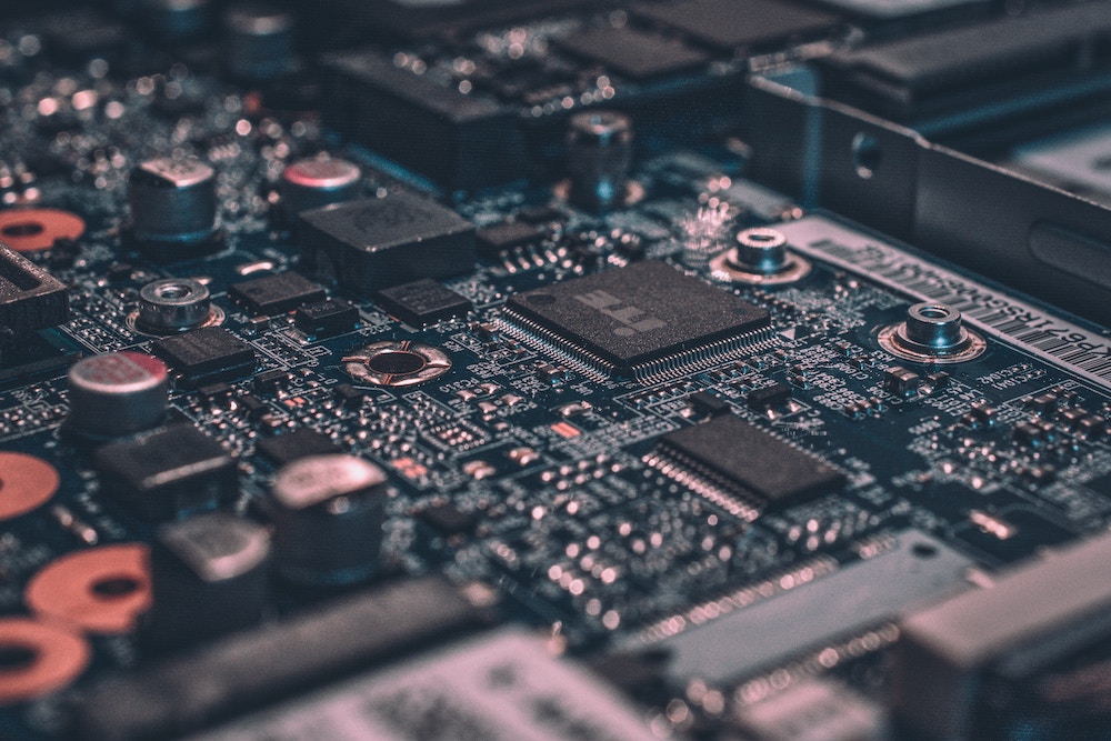 Printed circuit board showing components.